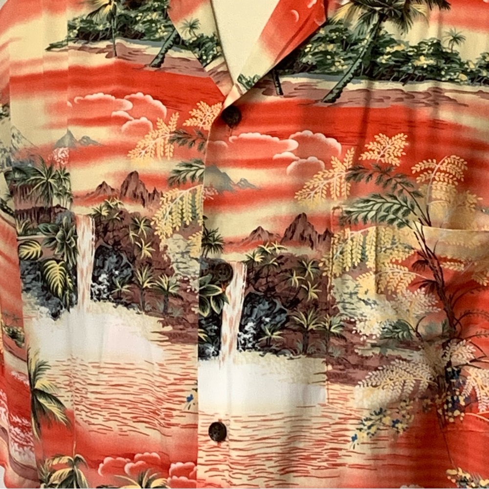 Vintage Kalaheo Hawaiian Camp Shirt Tropical Beach Palm Trees Mountains XXL - Picture 6 of 8